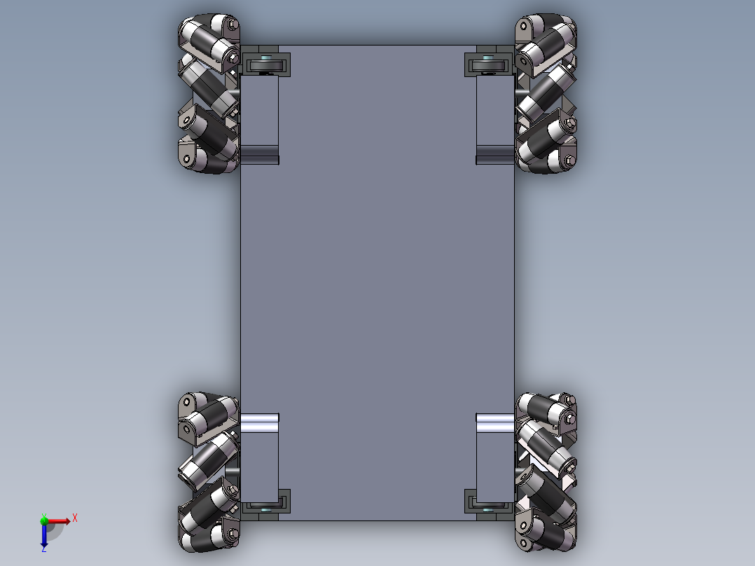 麦克纳姆轮平板3D图纸 IGS格式俯视图