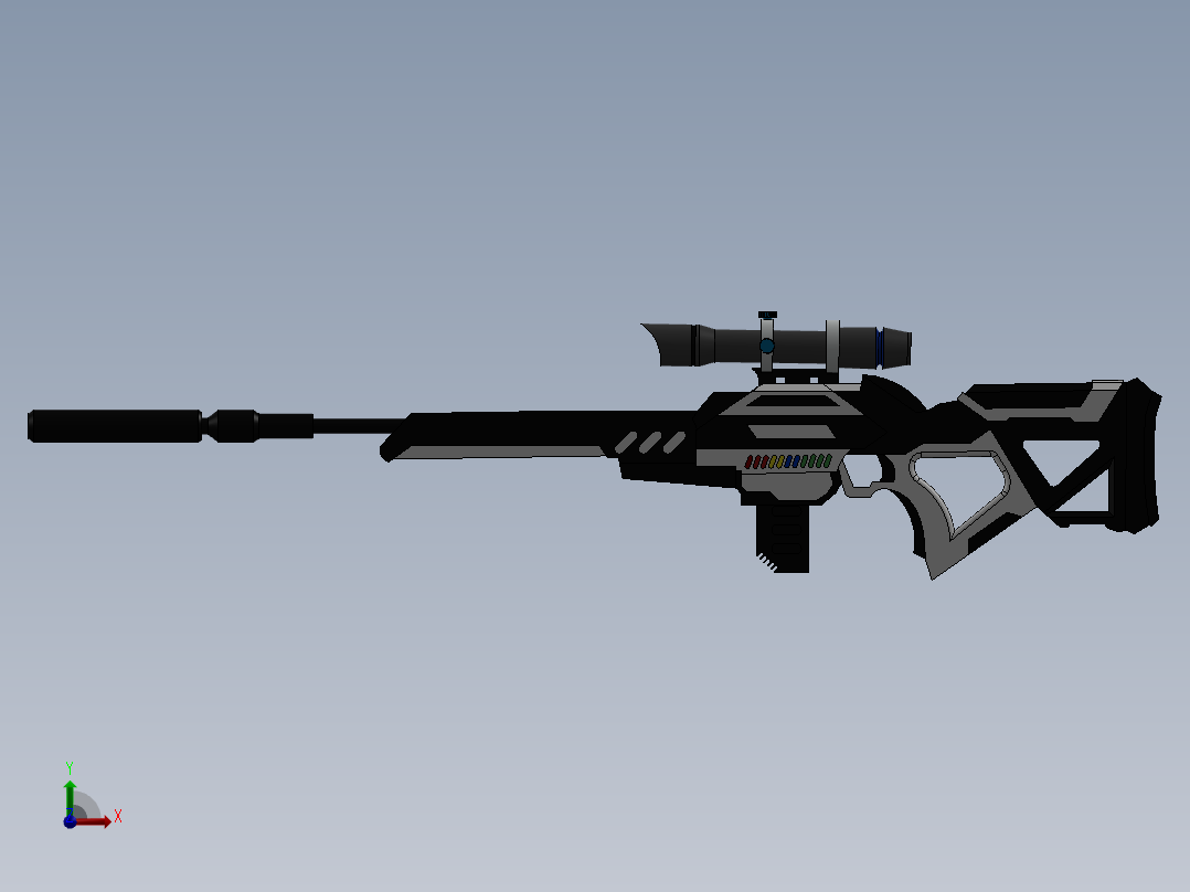 科幻重型狙击枪3D模型前视图