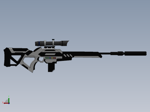 科幻重型狙击枪3D模型后视缩略图