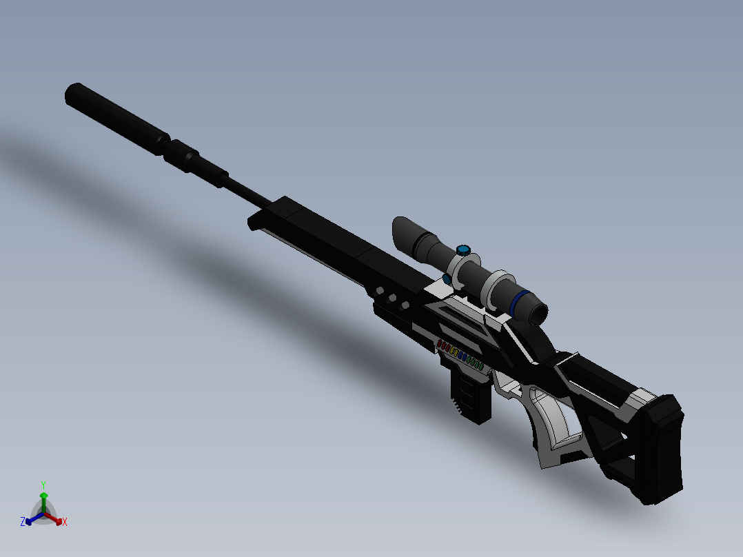 科幻重型狙击枪3D模型正等轴测图