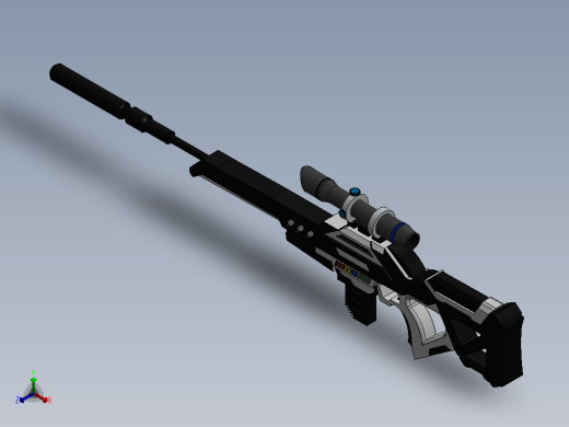 科幻重型狙击枪3D模型正等轴测缩略图