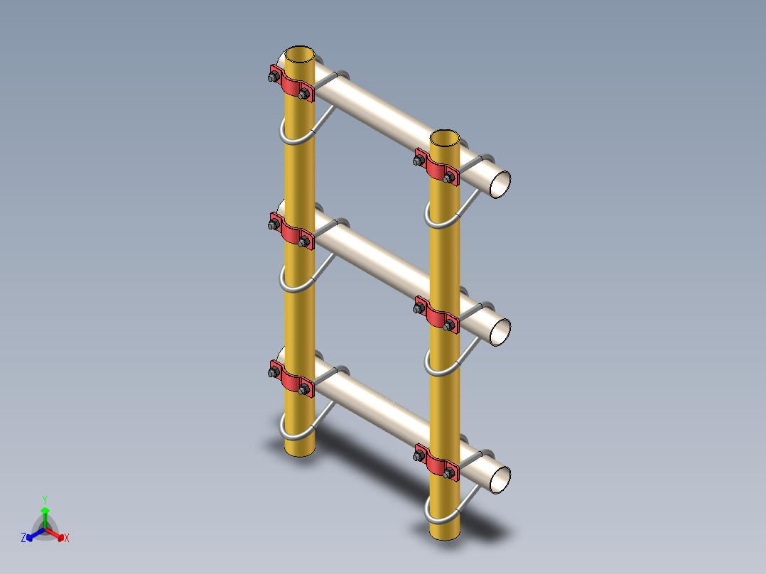 钢管梯子正等轴测图