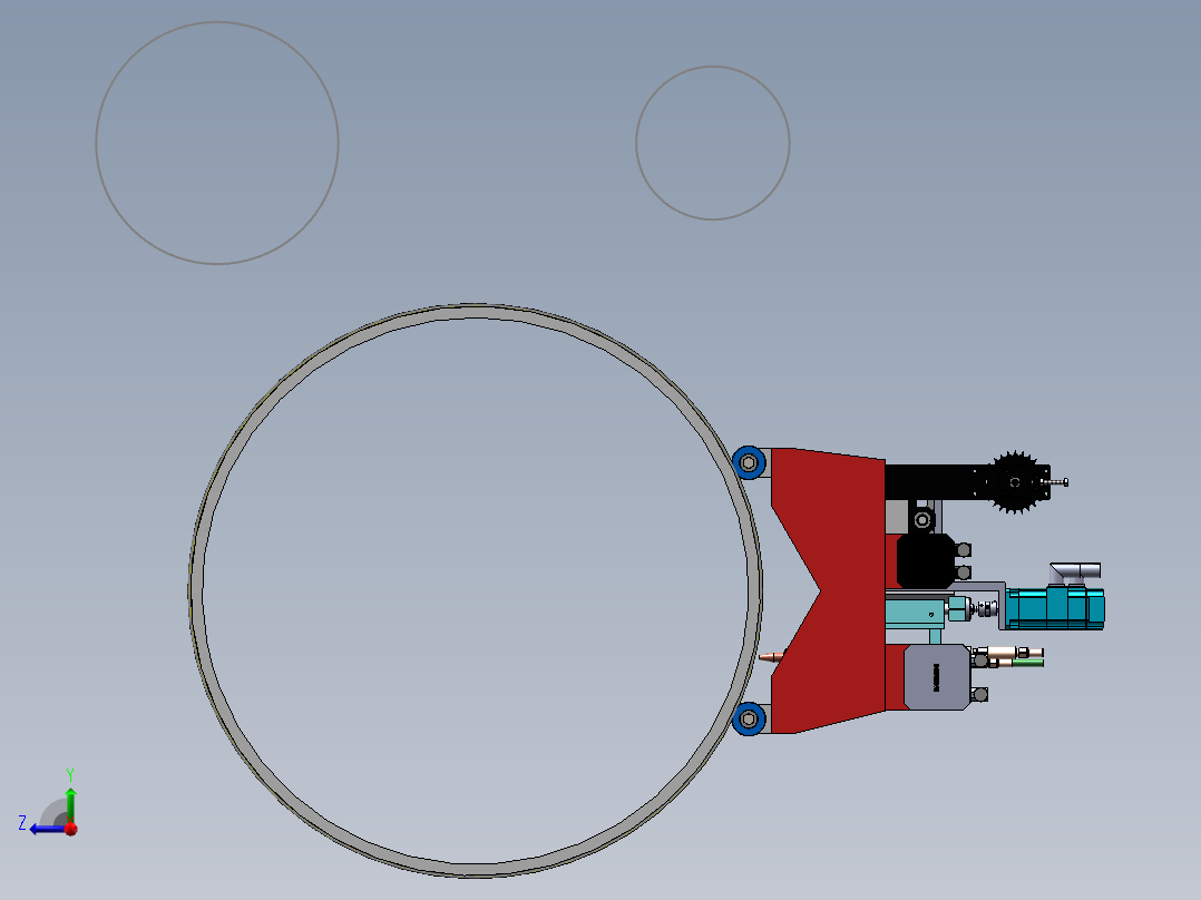 便携式大管径管道切割机设计含三维SW模型右视图
