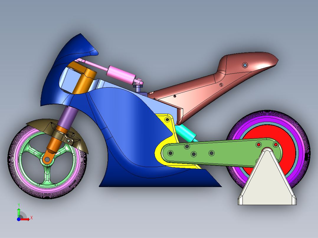 两轮遥控摩托车前视图