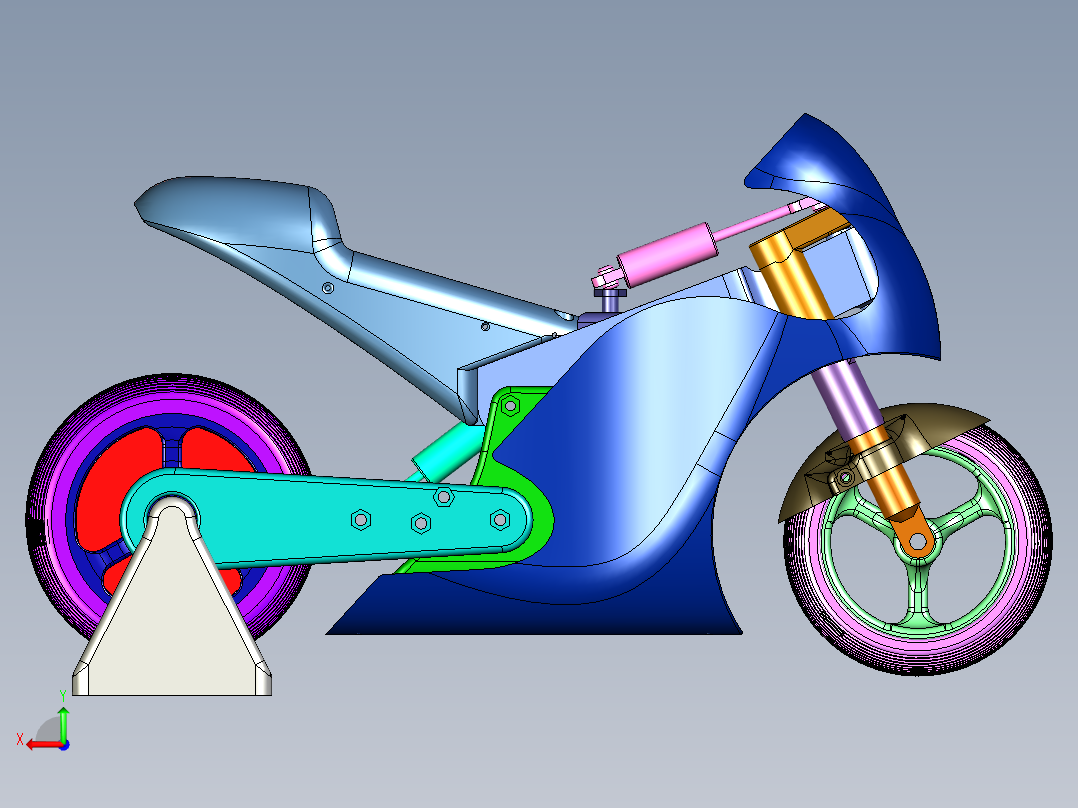 两轮遥控摩托车后视图