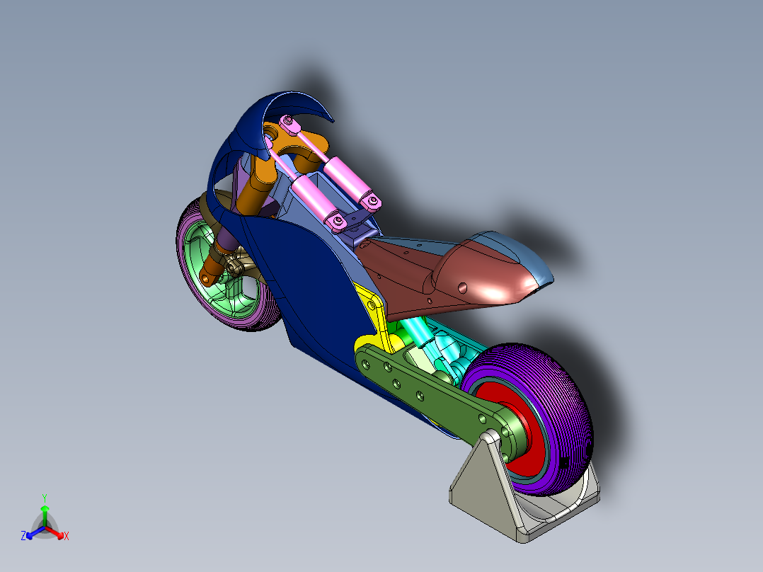 两轮遥控摩托车正等轴测图