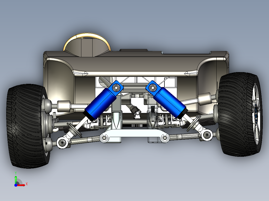 汽车悬挂系统double-wishbone-suspension CREO前视图