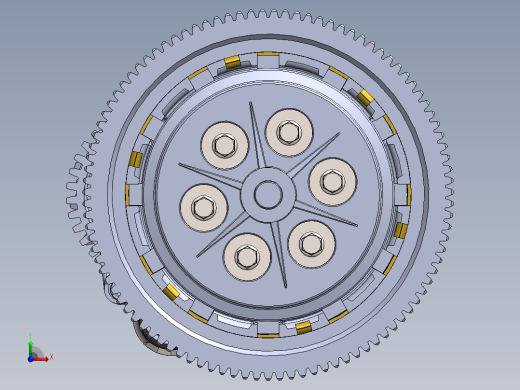 Suzuki T250R离合器和变速箱结构3D图纸 Solidworks设计前视缩略图