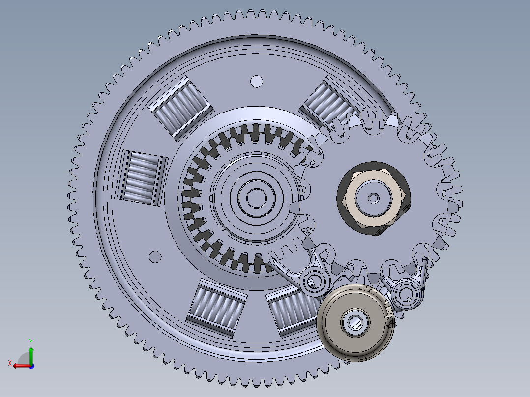 Suzuki T250R离合器和变速箱结构3D图纸 Solidworks设计后视图