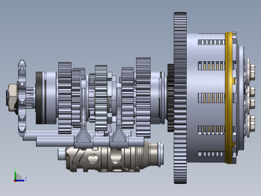 Suzuki T250R离合器和变速箱结构3D图纸 Solidworks设计左视缩略图