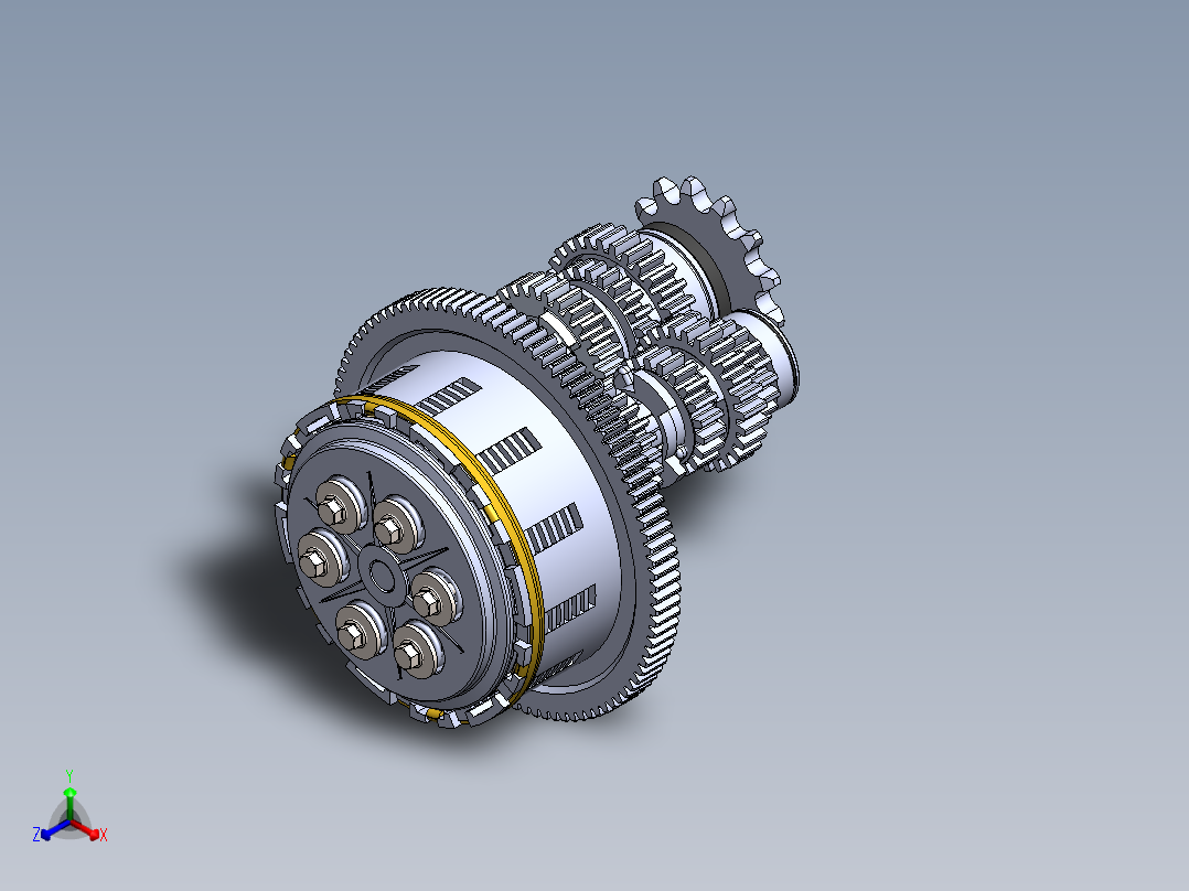 Suzuki T250R离合器和变速箱结构3D图纸 Solidworks设计正等轴测图