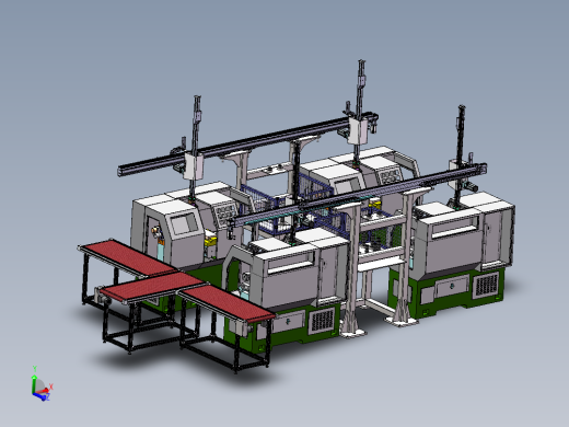 数控桁架机械手3d图纸 单臂XZ机械手 数控车床上下料机械手3d模型