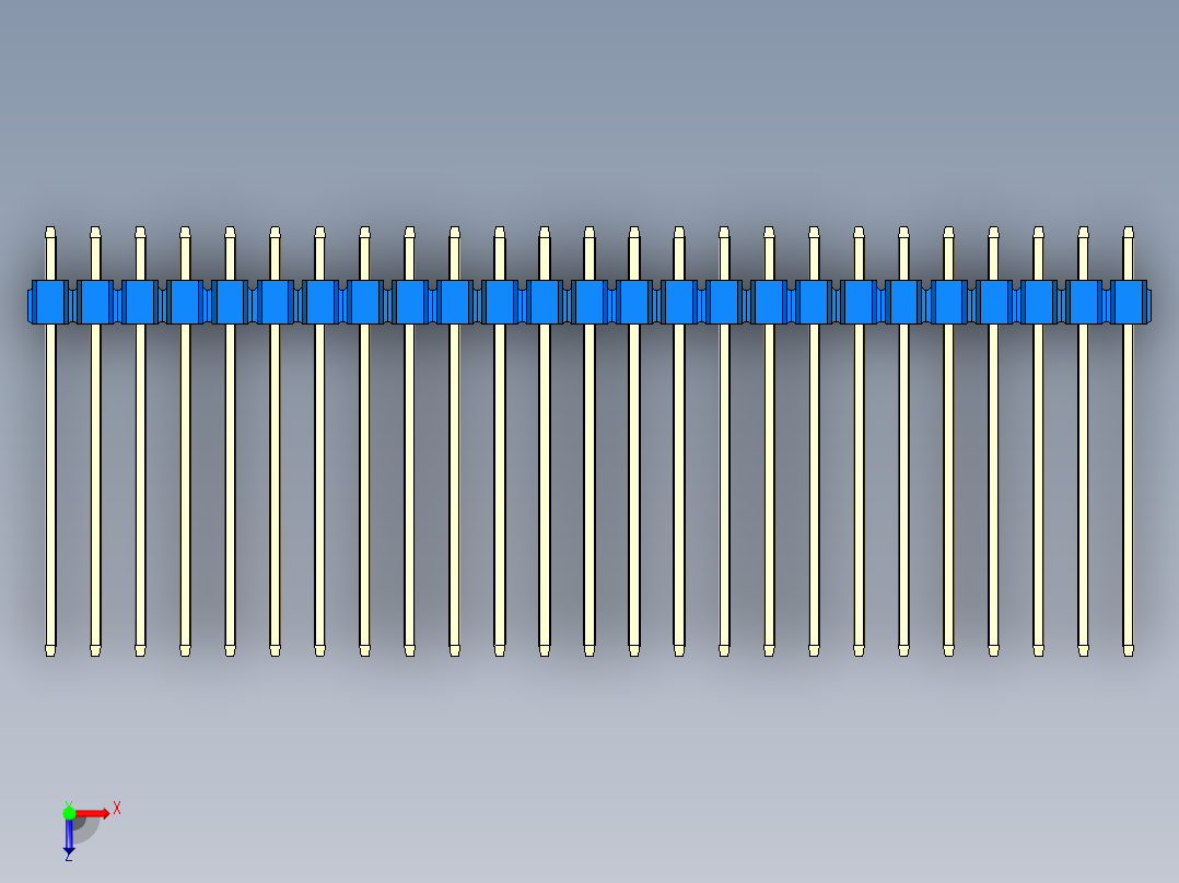 彩色公头100mil（2.54mm）系列-DS1021_blue_2x25p_100mil_Type19_rev1.0俯视图