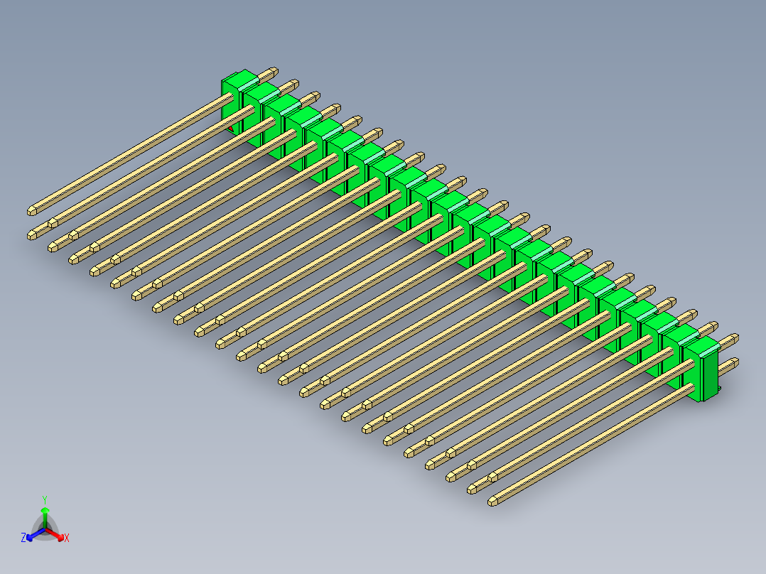 彩色公头100mil（2.54mm）系列-DS1021_green_2x23p_100mil_Type43_rev1.0主视图