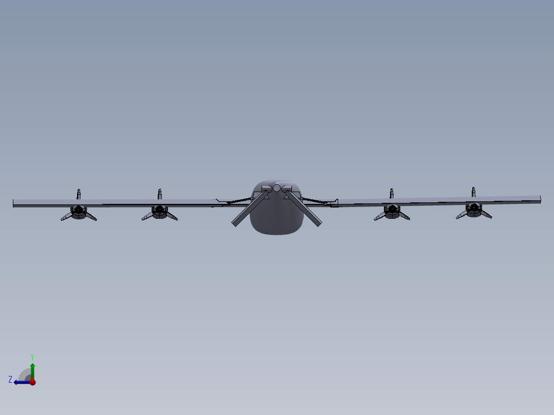 可折叠翼飞机右视图