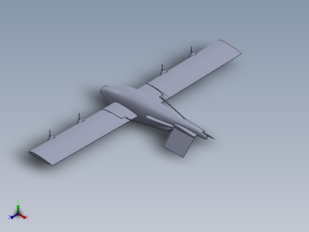 可折叠翼飞机正等轴测图