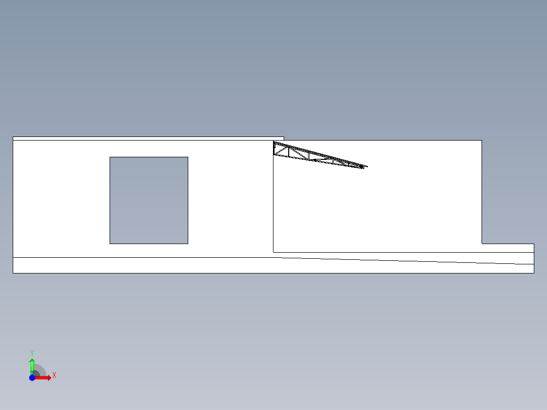 带有悬臂架的简易屋顶前视图