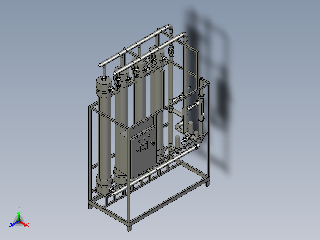 用于水处理的超滤套件正等轴测图