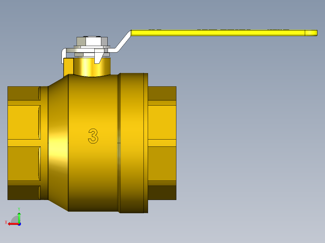 管道手动球阀-水管开关阀-手动阀门铜球阀DN80后视图