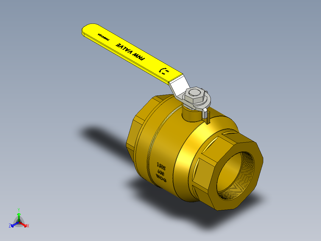 管道手动球阀-水管开关阀-手动阀门铜球阀DN80正等轴测图