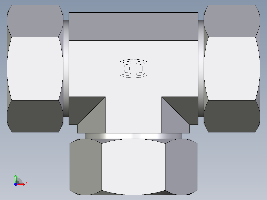 卡套式工业通用硬管接头EO_Union_tee_T28ZLCF前视图