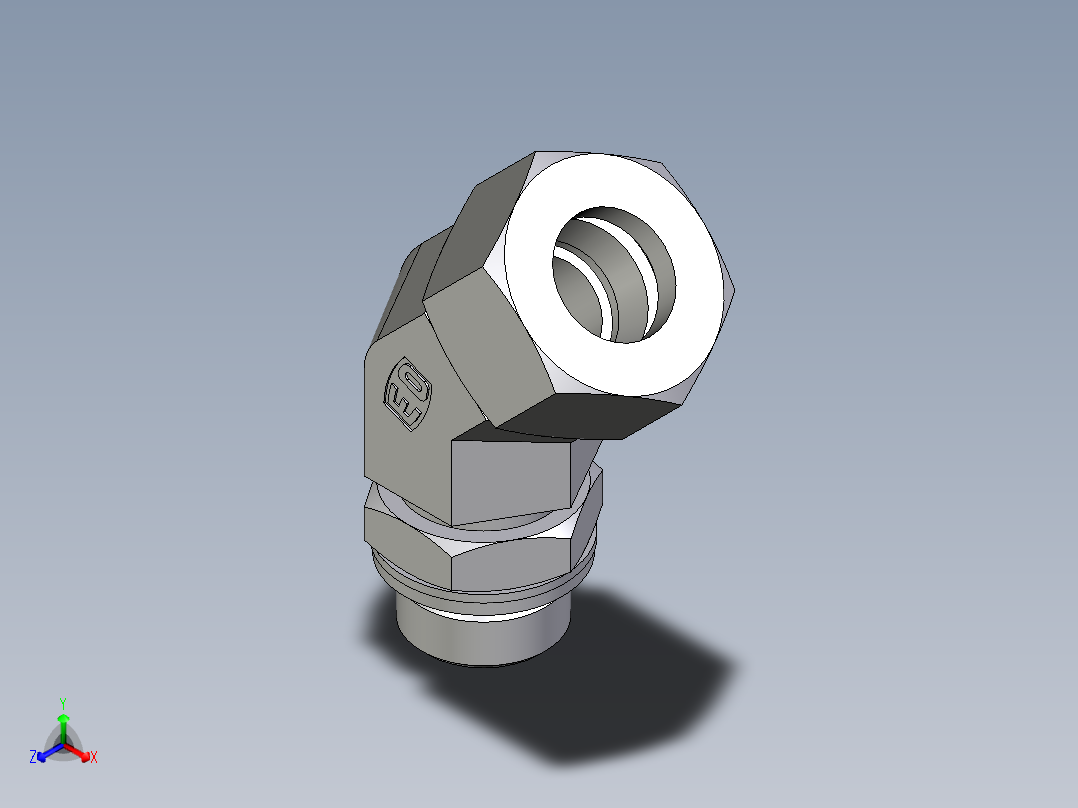 卡套式工业通用硬管接头EO_Adjustable_locknut_45_deg_elbow_VEE18ZLMCF主视图