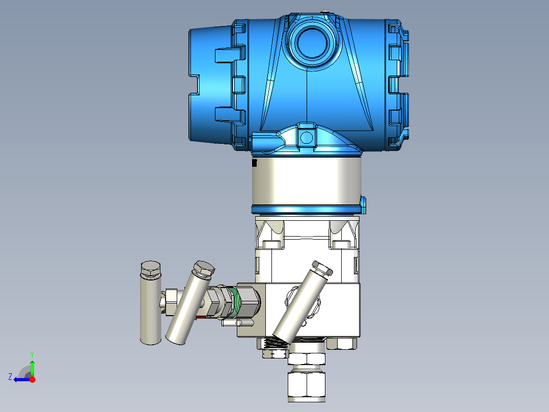 Rosemount罗斯蒙特差压变送器3051,配有罗斯蒙特5阀歧管(0305RC62B11B4L4)右视图