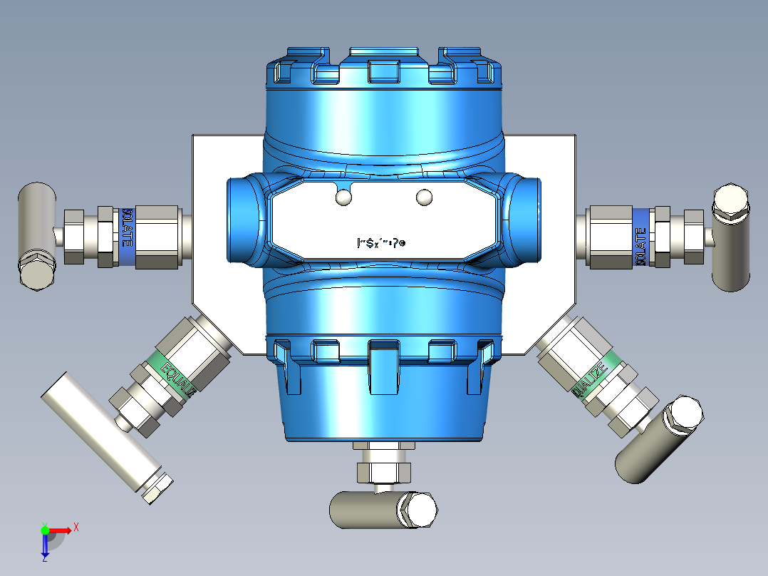 Rosemount罗斯蒙特差压变送器3051,配有罗斯蒙特5阀歧管(0305RC62B11B4L4)俯视图