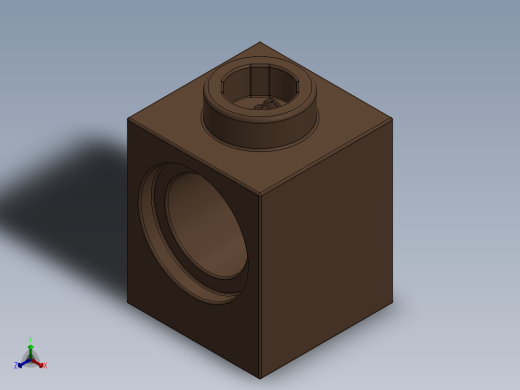 乐高机械组积木（横梁）-4620075 - 6541 Reddish Brown Brick 1 x 1 with Hole正等轴测缩略图