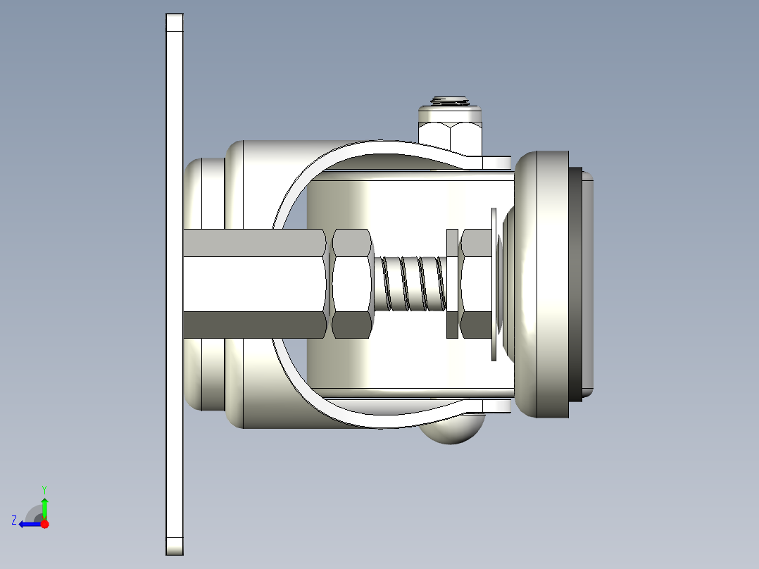 調整腳輪(2000N)(3000N)5542-3D多系列多零件图纸模型右视图