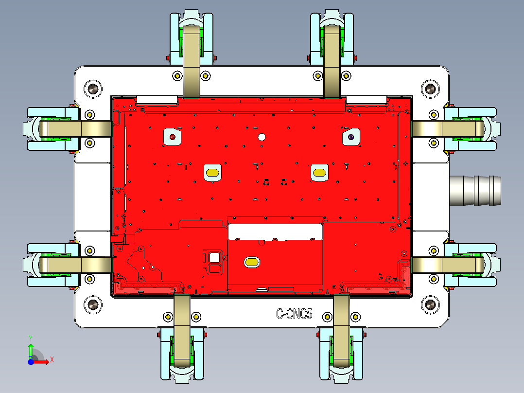 电脑外壳精铣内腔治具模型前视图
