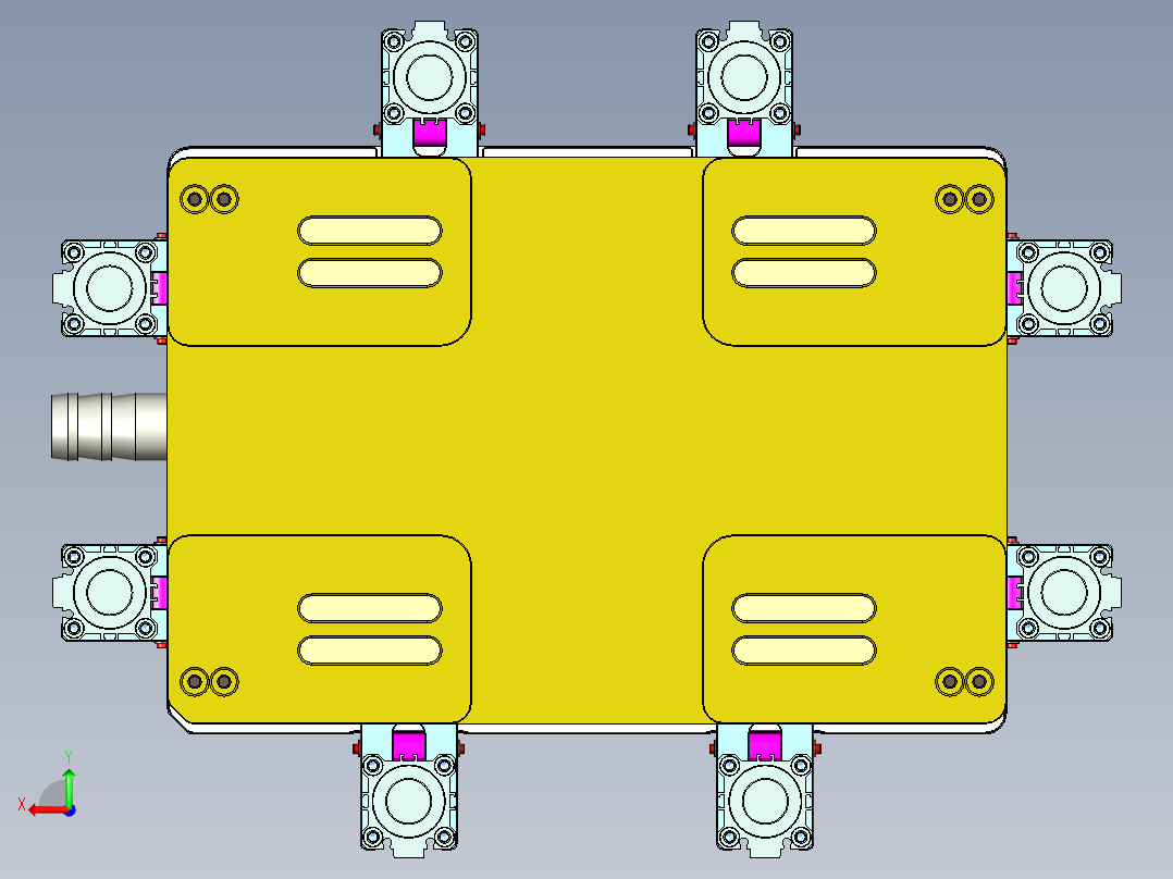 电脑外壳精铣内腔治具模型后视图