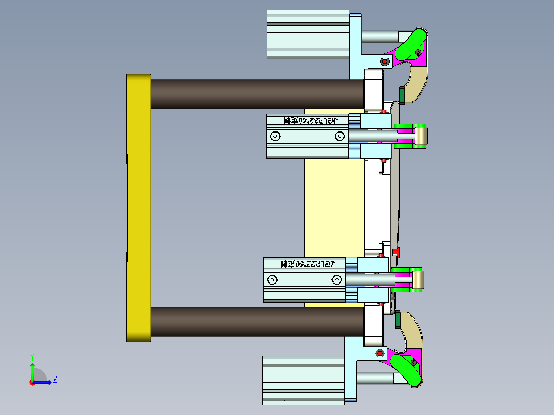电脑外壳精铣内腔治具模型左视图