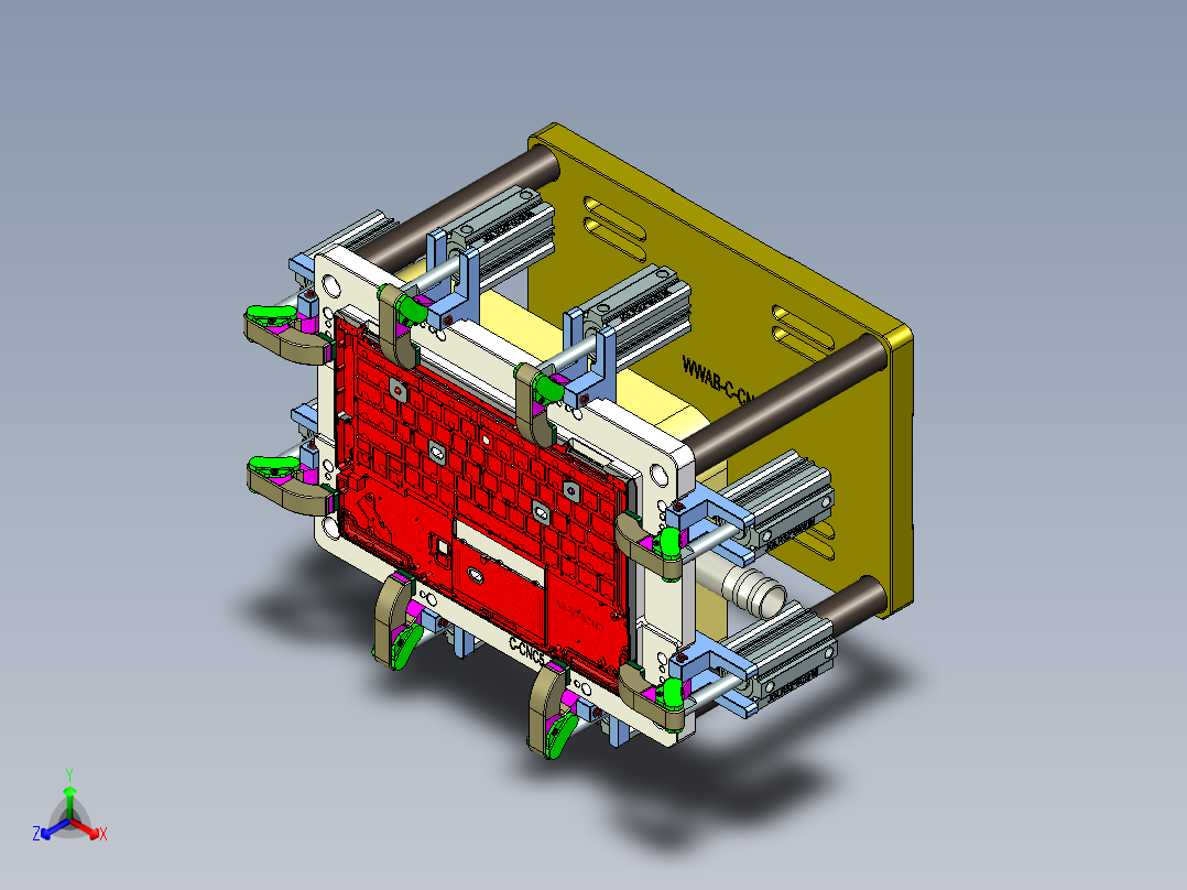 电脑外壳精铣内腔治具模型正等轴测图