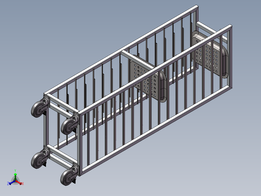 食品流水线推车正等轴测图