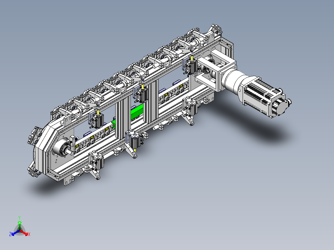 椭圆链条T23圆弧300中心距114.3工位数28正等轴测图
