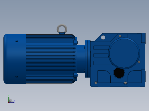 K107底脚轴伸式安装螺旋锥齿轮减速机K107-YV45-4P-11.79-M1-0°-A左视缩略图
