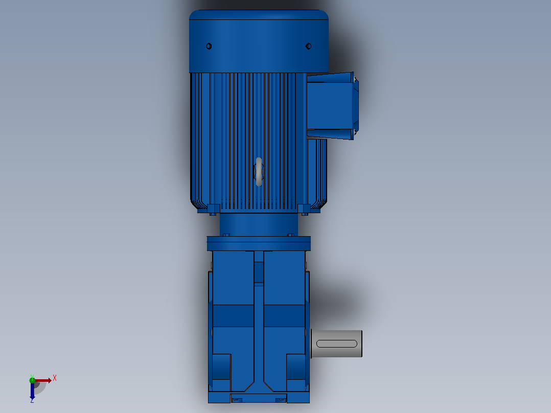 K107底脚轴伸式安装螺旋锥齿轮减速机K107-YV45-4P-11.79-M1-0°-A俯视图