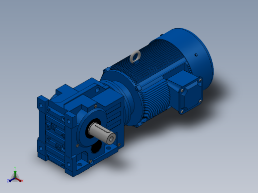 K107底脚轴伸式安装螺旋锥齿轮减速机K107-YV45-4P-11.79-M1-0°-A正等轴测缩略图