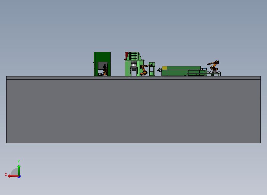 大型机器人装配流水线后视图