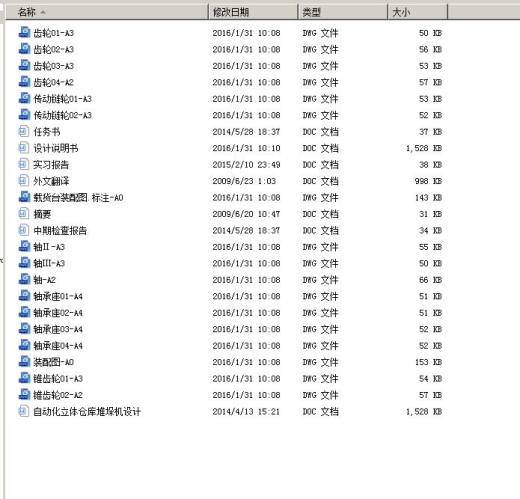 自动化立体仓库堆垛机设计【优秀含17张CAD图 包含CAD图纸和说明文档参考缩略图