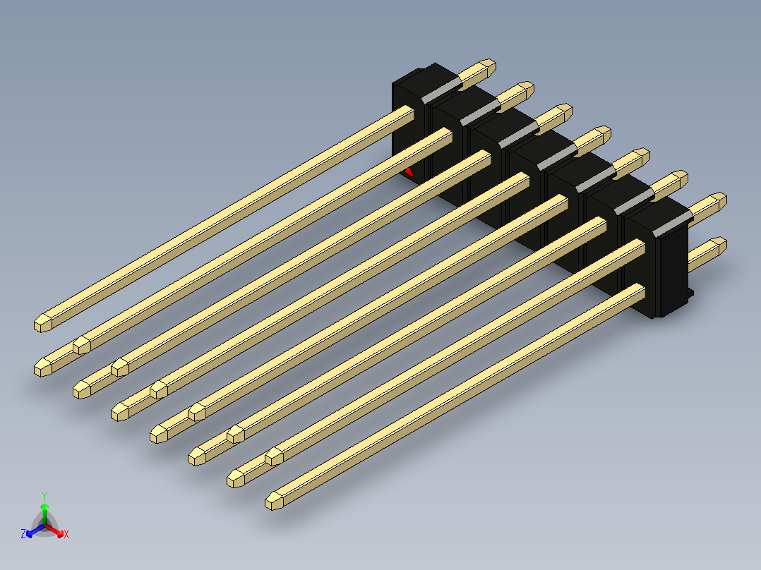 彩色公头100mil（2.54mm）系列-DS1021_black_2x07p_100mil_Type43_rev1.0正等轴测图