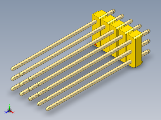 彩色公头100mil（2.54mm）系列-DS1021_yellow_3x05p_100mil_Type43_rev1.0正等轴测缩略图