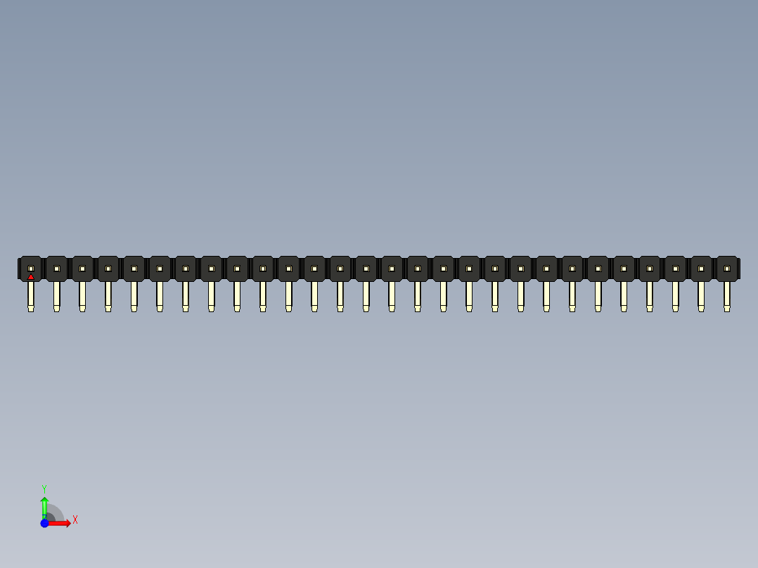 彩色公排针 100mil 2.54mm 系列-DS1022_black_1x28p_100mil_TypeD_rev1.0前视图