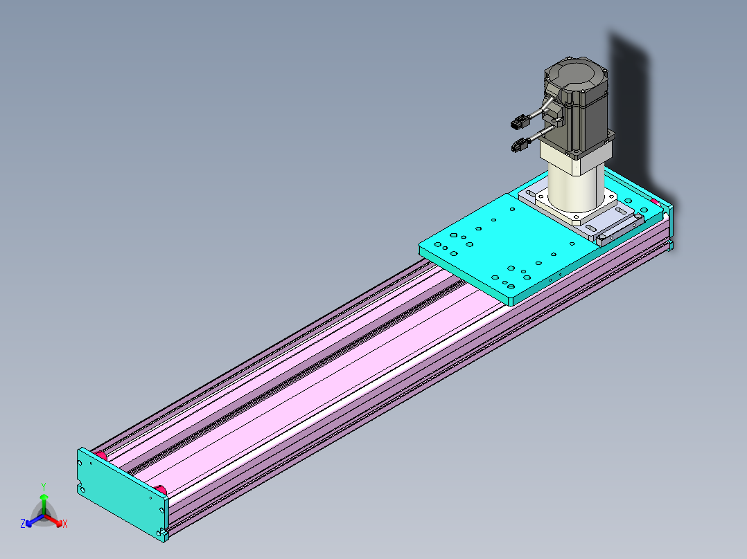 东锦齿条传动DH175G-L167-S650-BU-减速机+750W正等轴测图