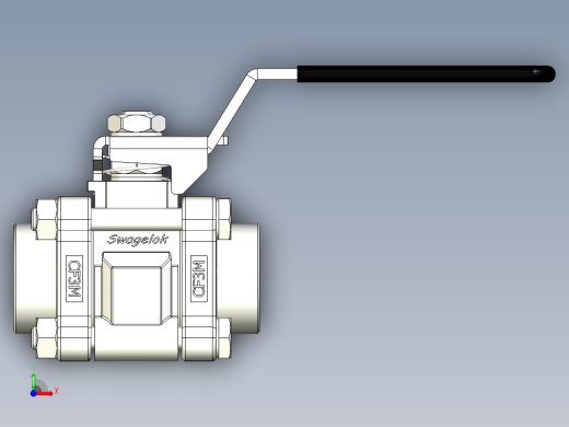 不锈钢 3 件式 60 系列球阀，增强 PTFE 阀座，0.5英寸 FNPT前视缩略图