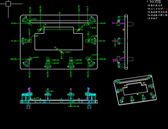 笔记本键盘外壳测量螺丝孔位置度检具模型