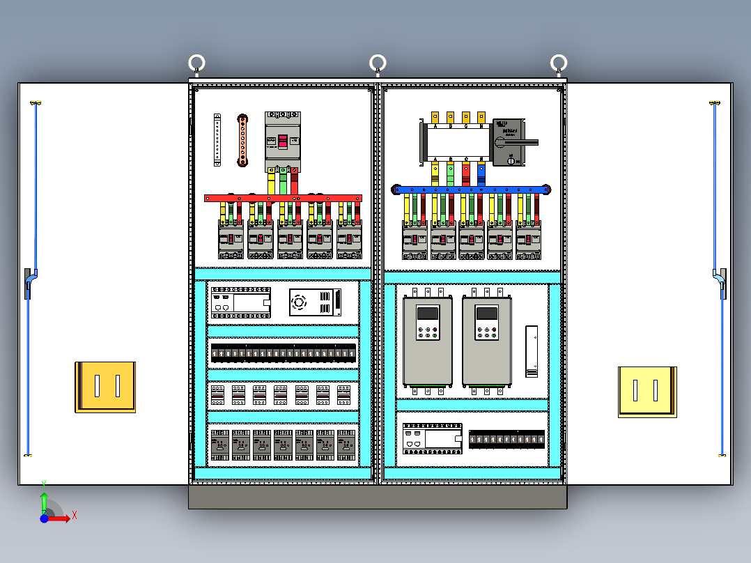 双柜组装630Aplc4011软启动控制柜 56273前视图