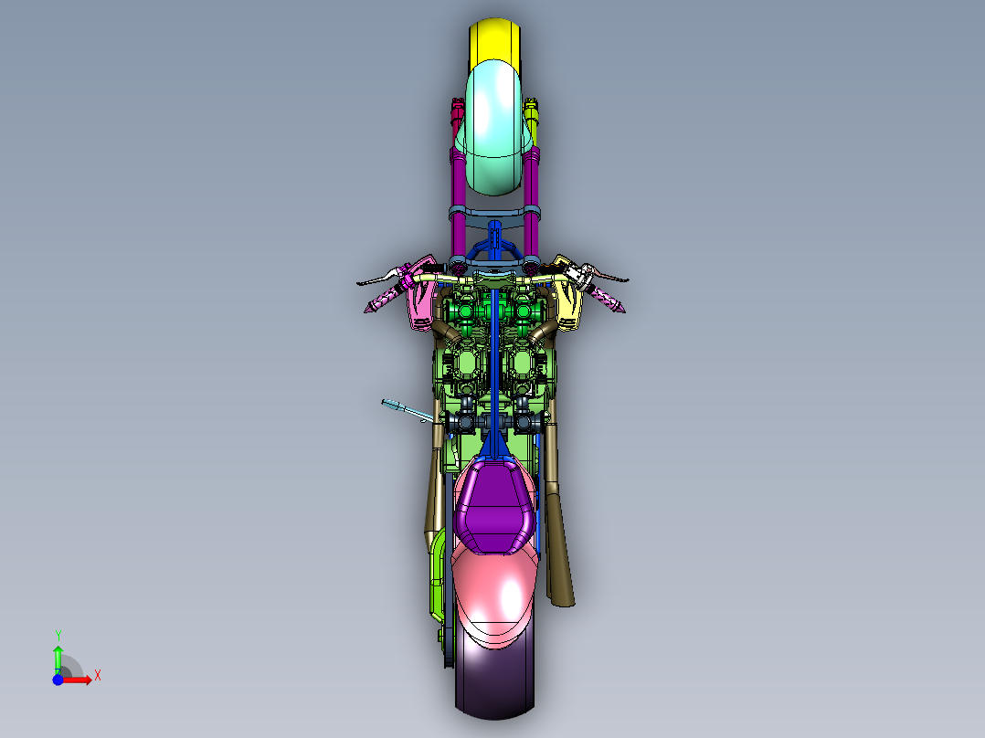 新复古美学的摩托车前视图