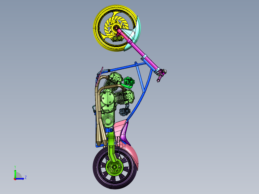 新复古美学的摩托车左视图
